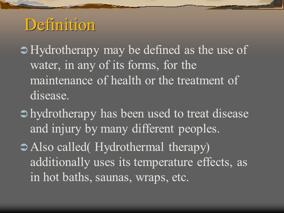 Analysis and description of aquatic therapy